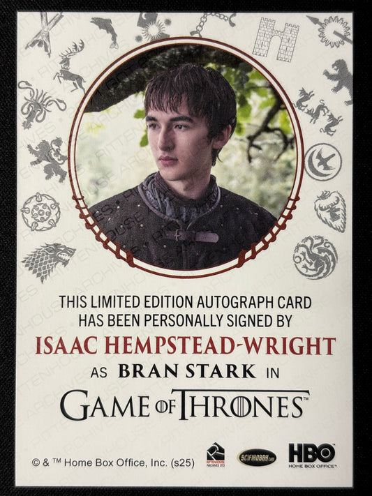 Isaac Hempstead-Wright Sigil Red Autograph - Game of Thrones The Great Houses
