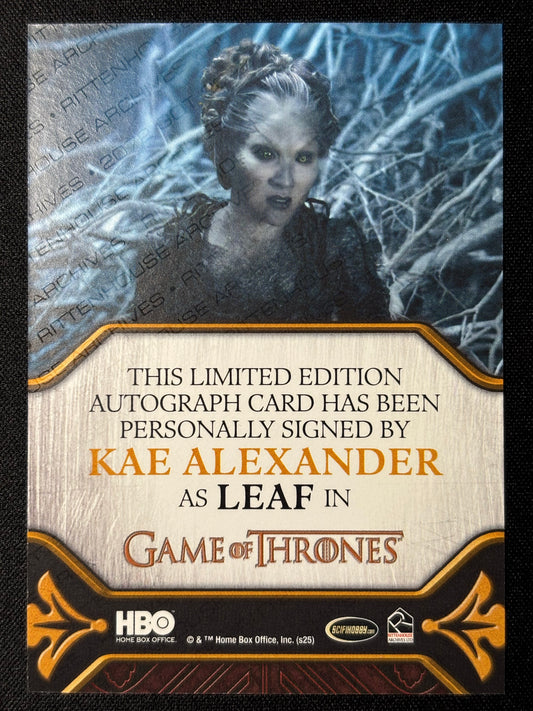 Kae Alexander Legacy Autograph - Game of Thrones The Great Houses