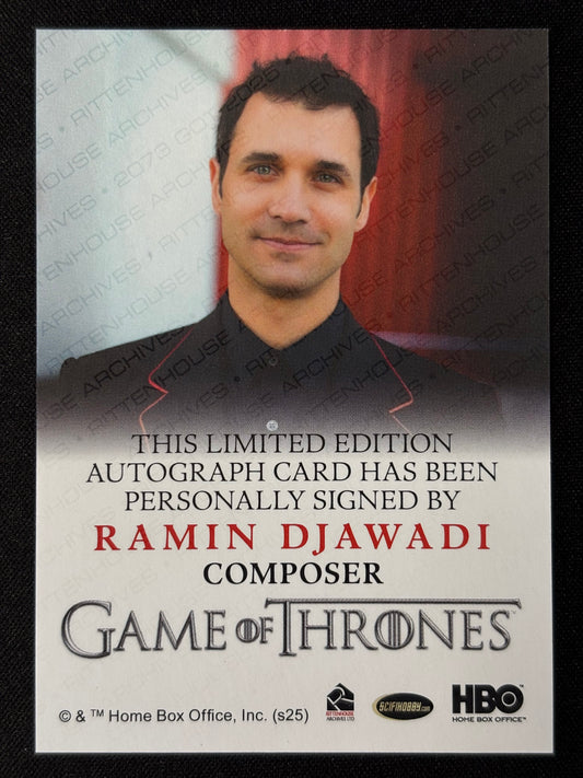 Ramin Djawadi Full Bleed Autograph - Game of Thrones The Great Houses