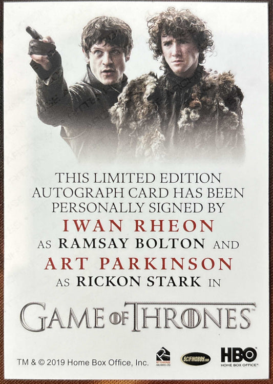 Iwan Rheon & Art Parkinson Dual Full Bleed Autogramm - Game of Thrones Complete Trading Cards