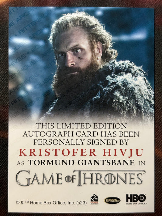 Kristofer Hivju Full Bleed Autogramm - Game of Thrones Legends of the Realm