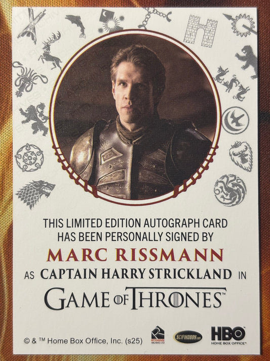 Marc Rissmann Sigil Red Autograph - Game of Thrones The Great Houses
