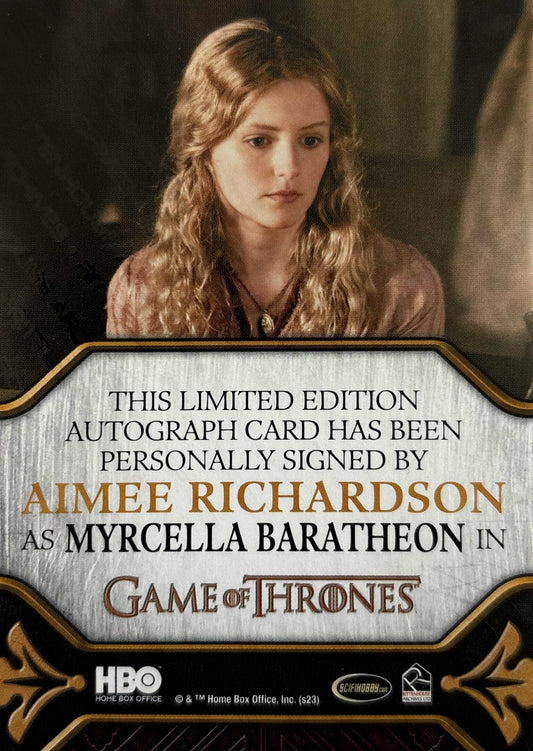 Aimee Richardson Limited Legacy Autograph - Game of Thrones Art & Images