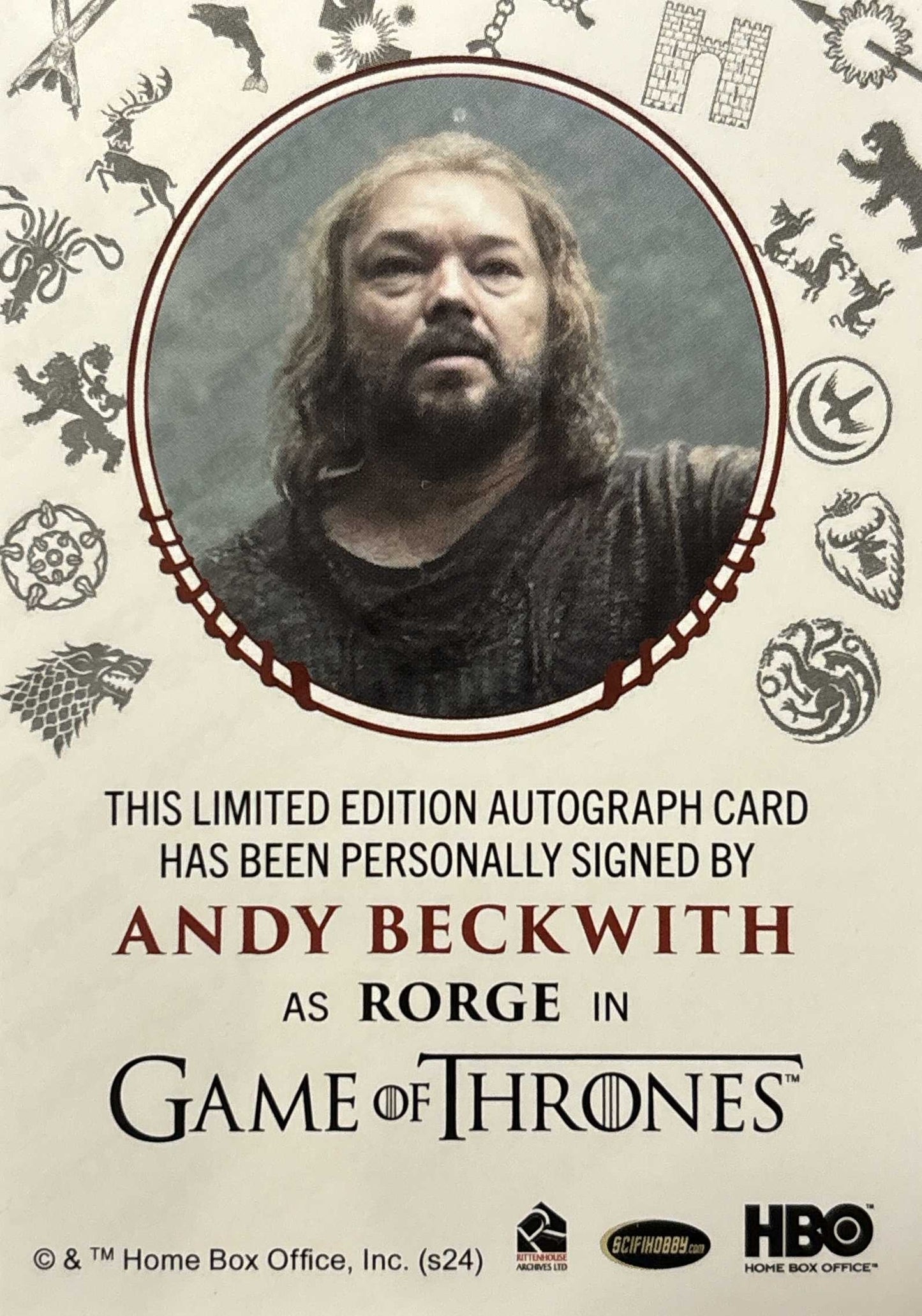 Andy Beckwith Sigil Red Autograph - Game of Thrones Legends of the Realm