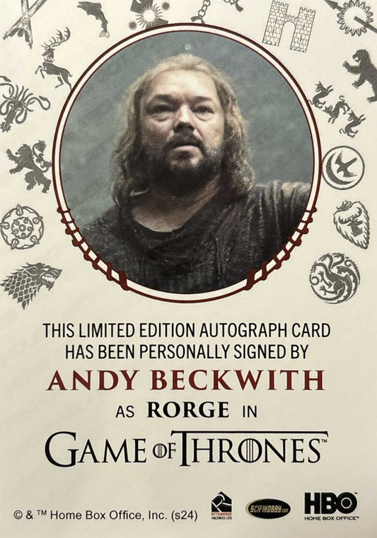 Andy Beckwith Sigil Red Autograph - Game of Thrones Legends of the Realm