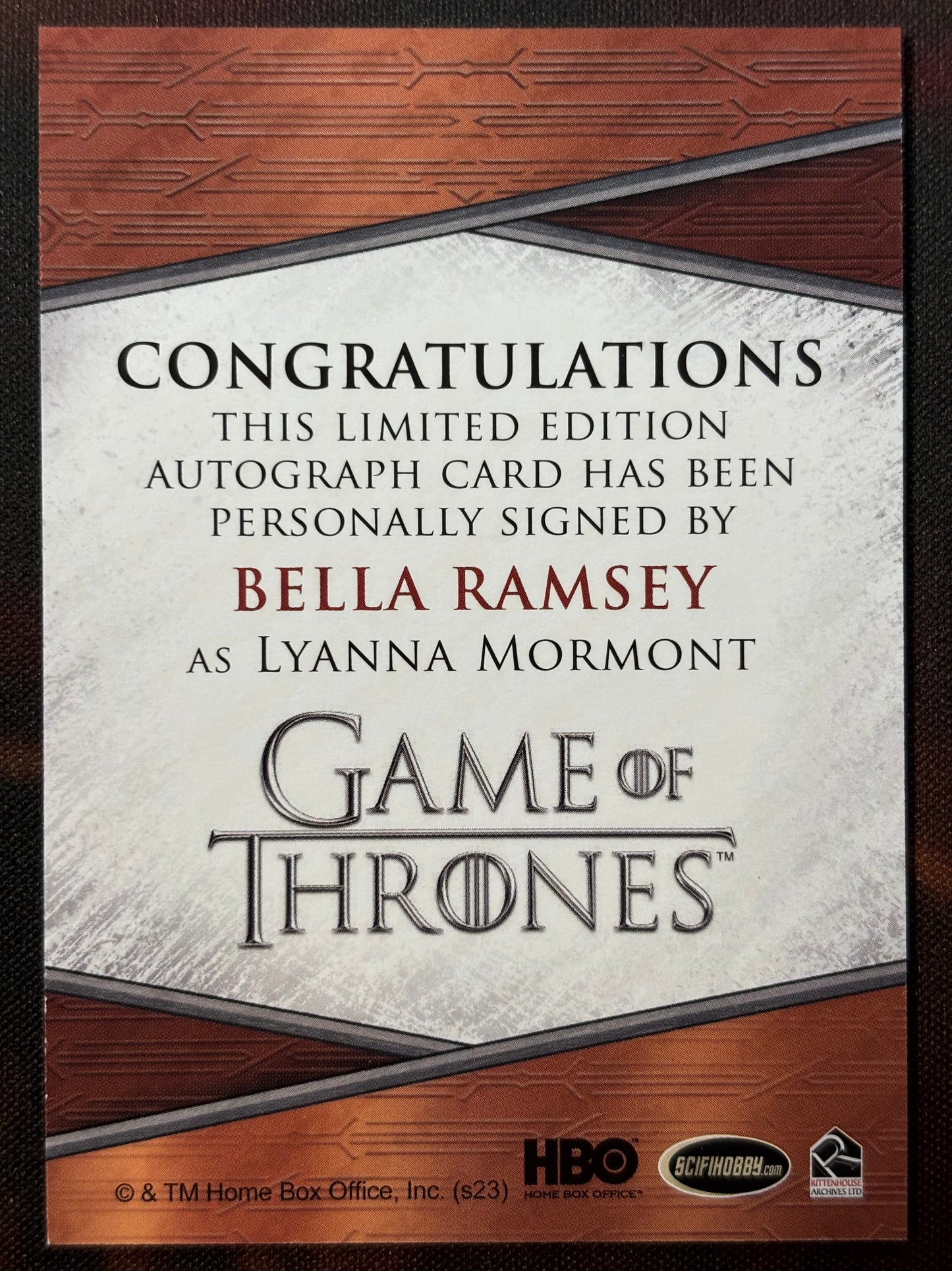 Bella Ramsey Quotable Autogramm - Game of Thrones Legends of the Realm