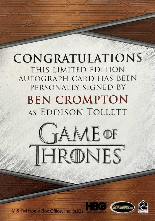 Ben Crompton Quoted Autograph - Game of Thrones Art & Images