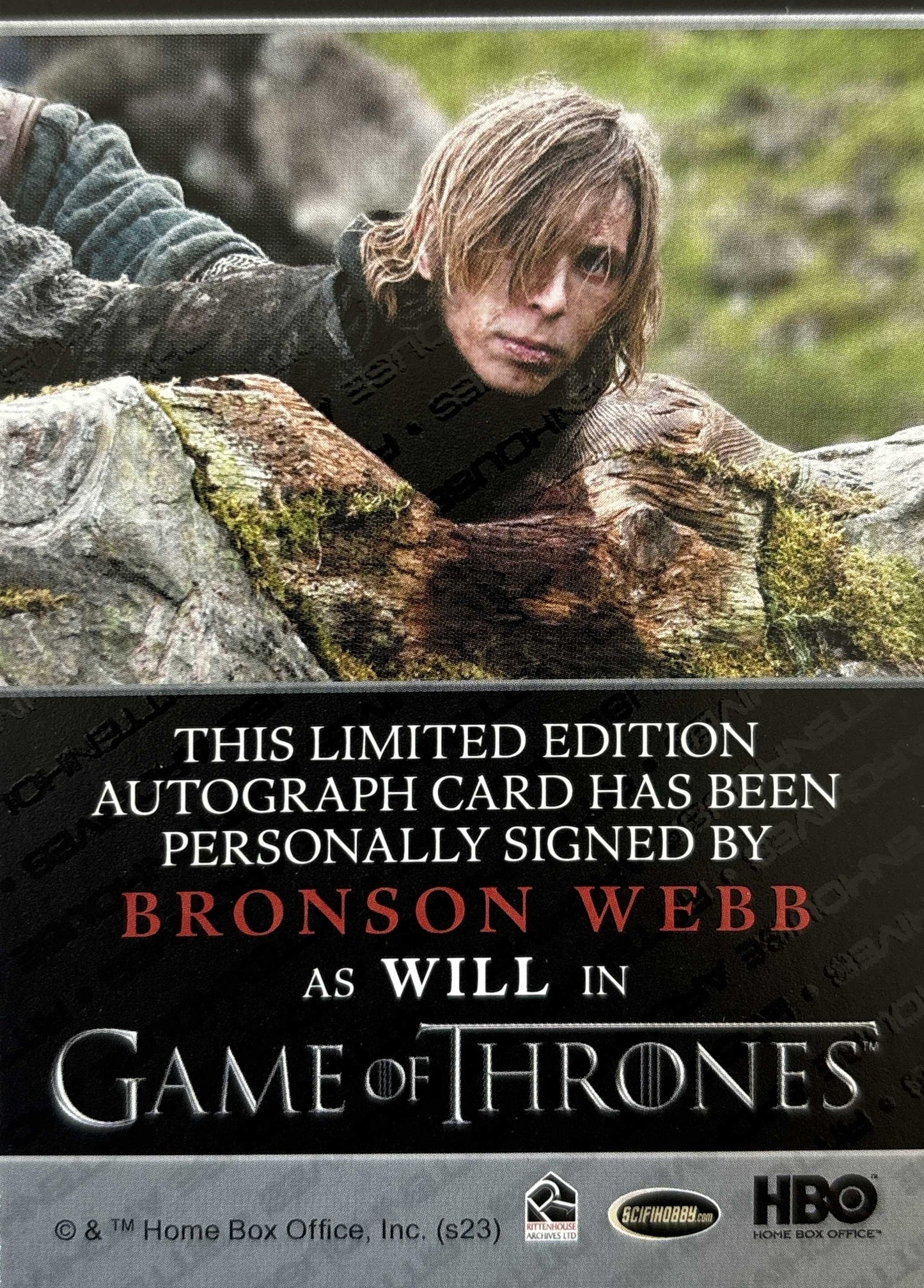 Bronson Webb Bordered Autograph - Game of Thrones Art & Images