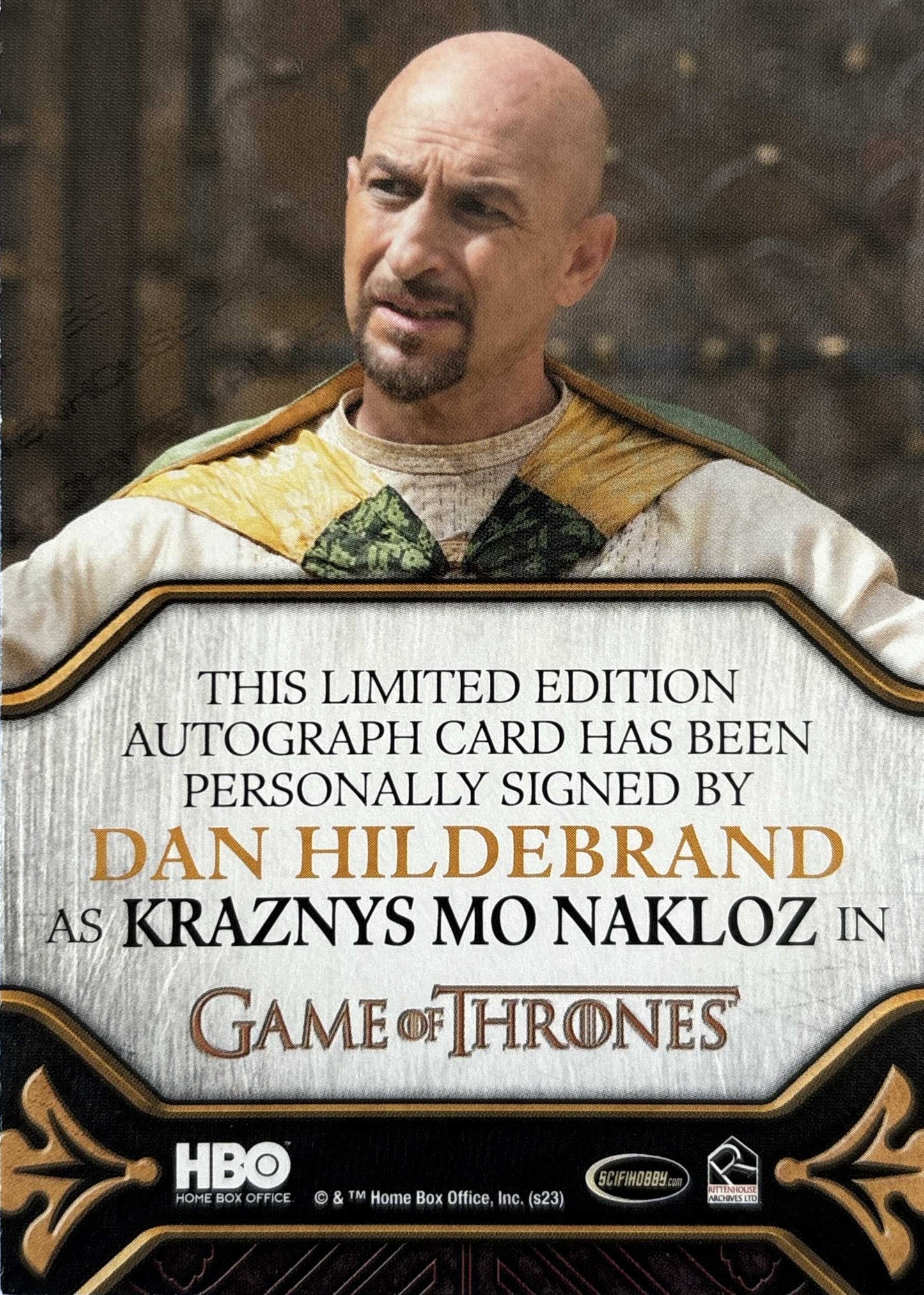 Dan Hildebrand Limited Legacy Autograph - Game of Thrones Art & Images