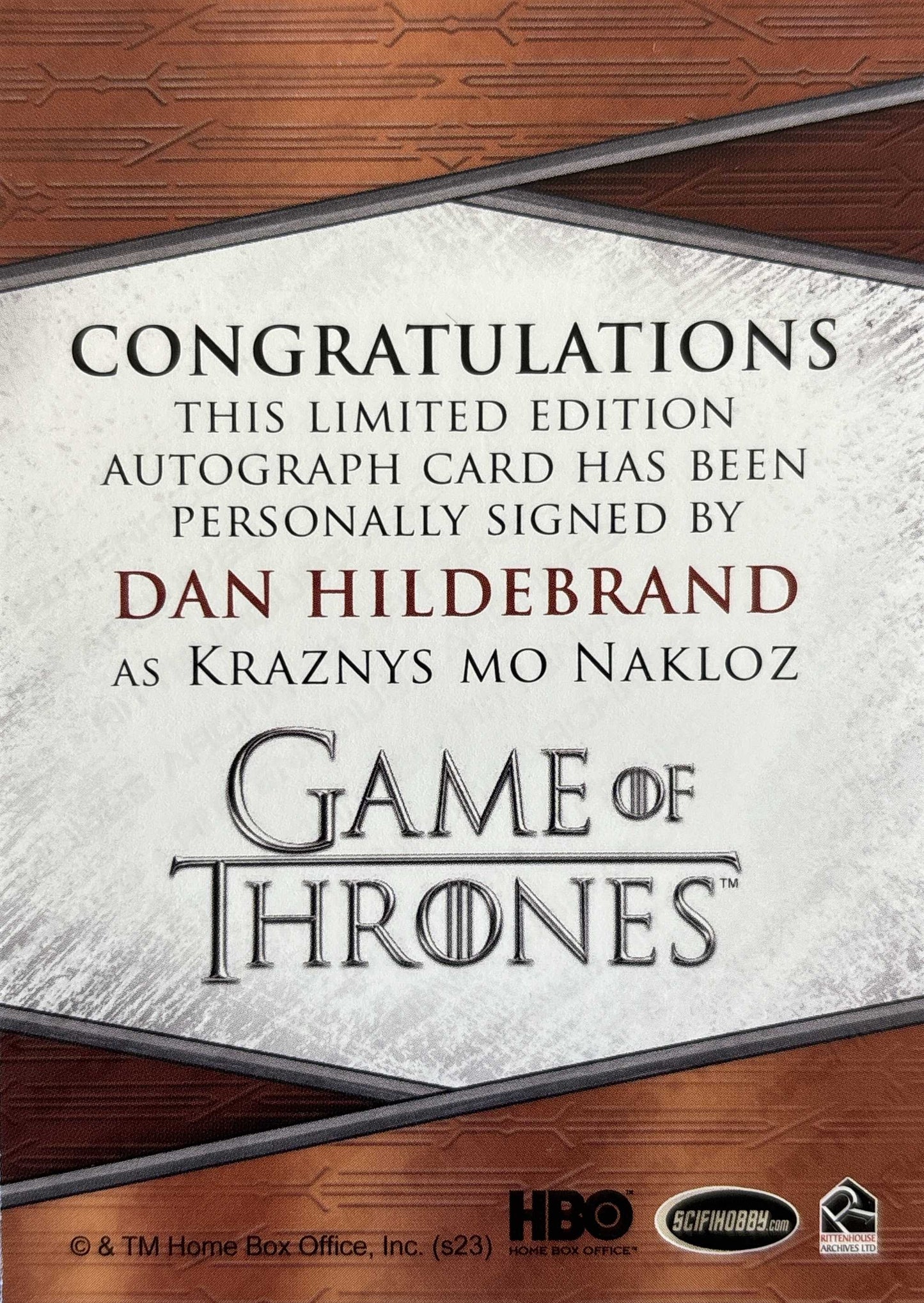 Dan Hildebrand Quoted Autograph - Game of Thrones Art & Images