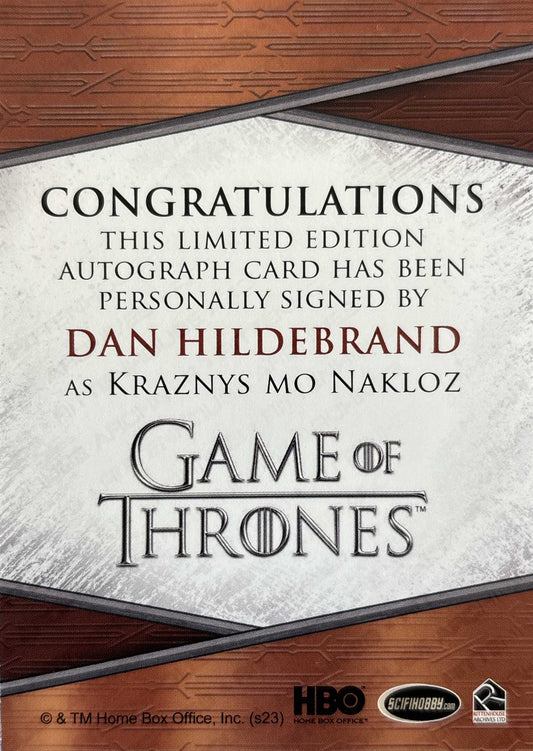 Dan Hildebrand Quoted Autograph - Game of Thrones Art & Images