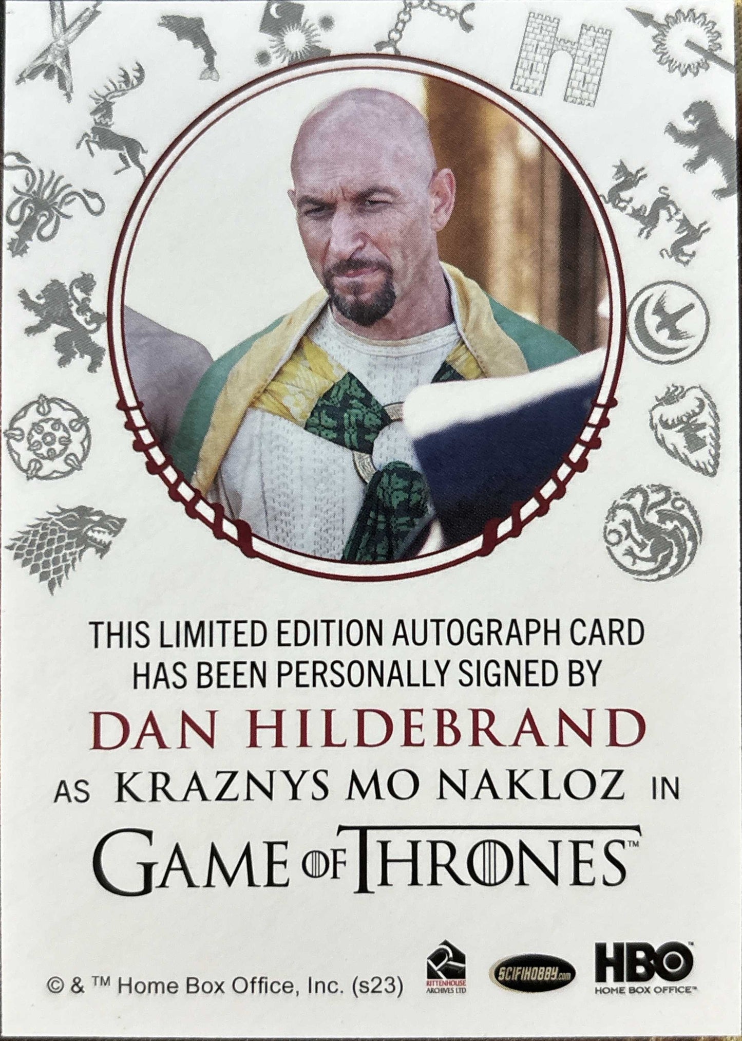 Dan Hildebrand Blue Sigil Autogramm - Game of Thrones Legends of the Realm