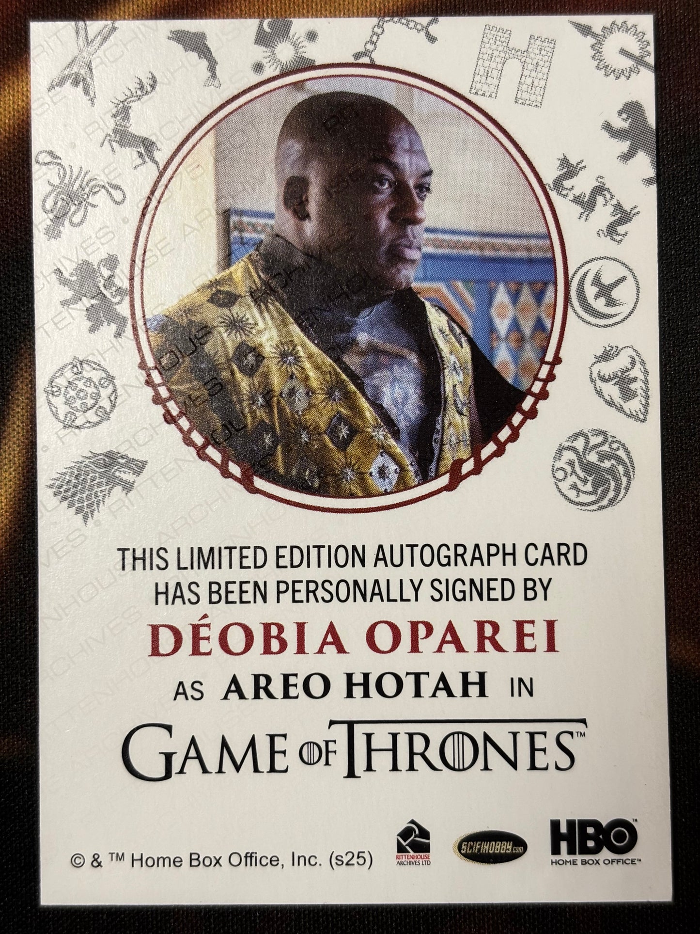 Deobia Oparei Sigil Red Autograph - Game of Thrones The Great Houses
