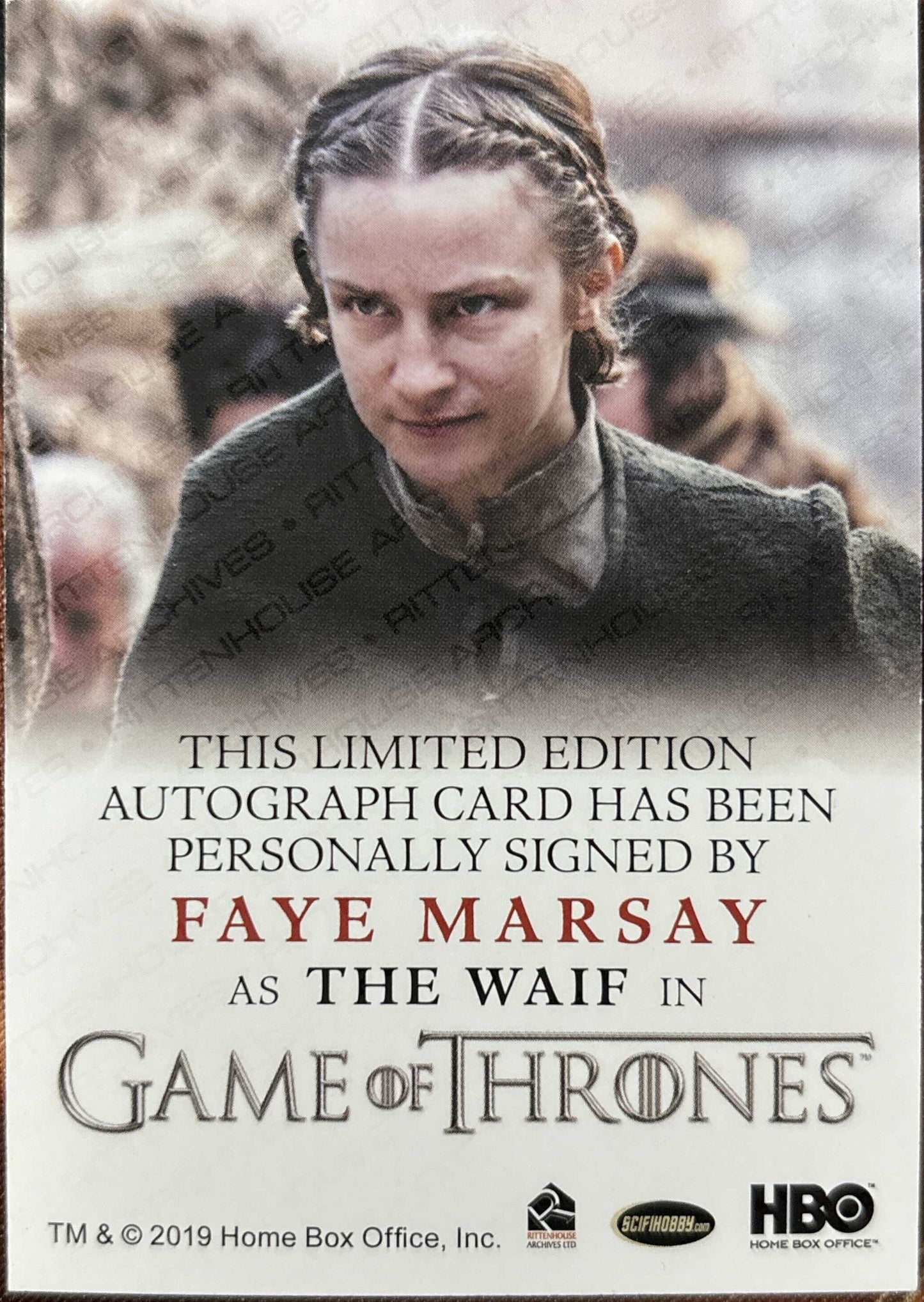 Faye Marsay Full Bleed Autogramm - Game of Thrones Complete Trading Cards