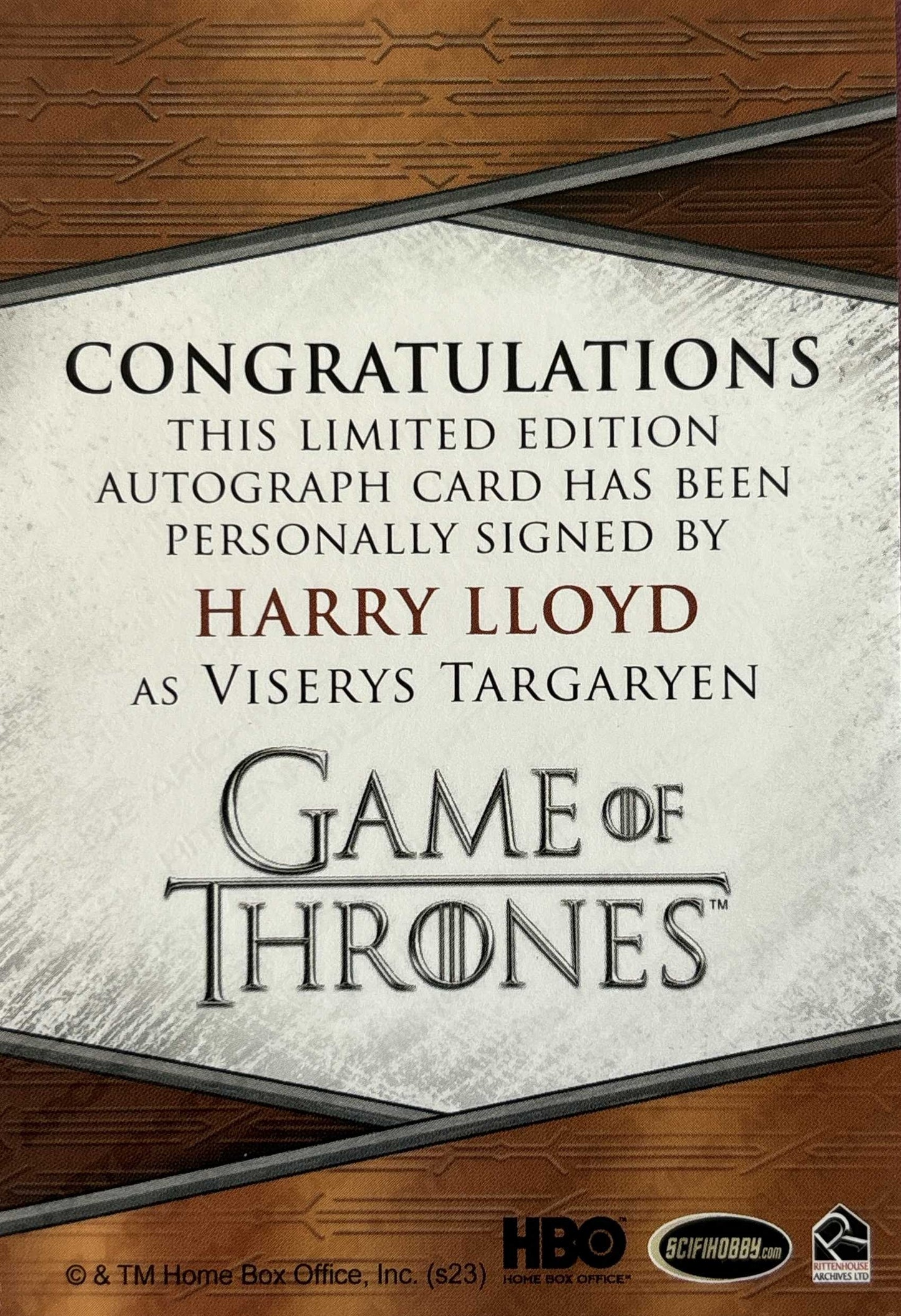 Harry Lloyd Quoted Autograph - Game of Thrones Art & Images