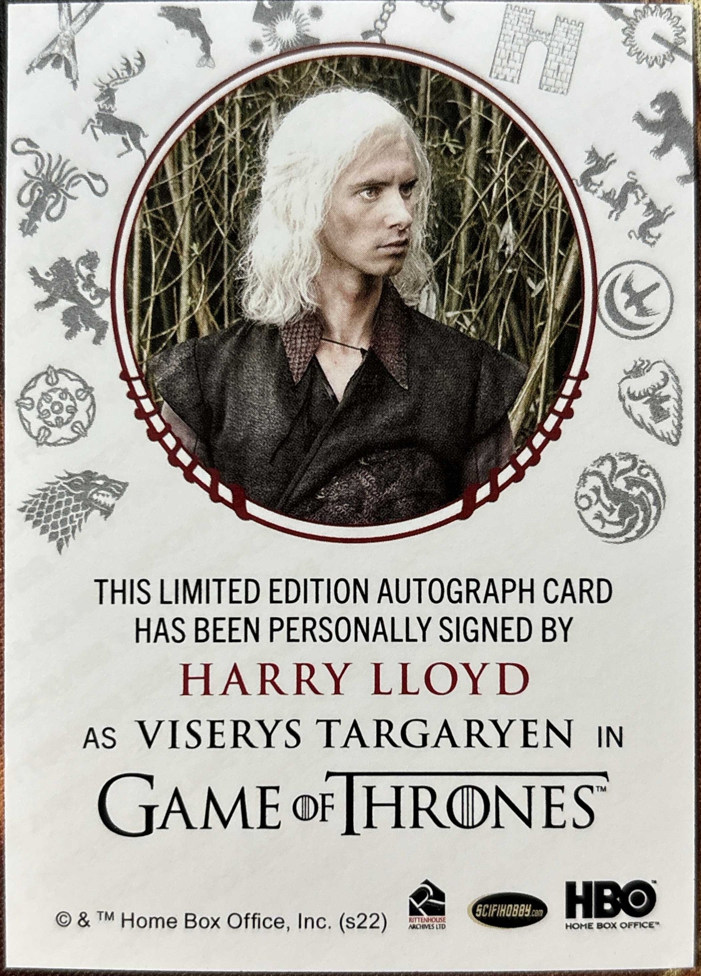 Harry Lloyd Red Sigil Autogramm - Game of Thrones The Complete Series Trading Cards Vol. 2