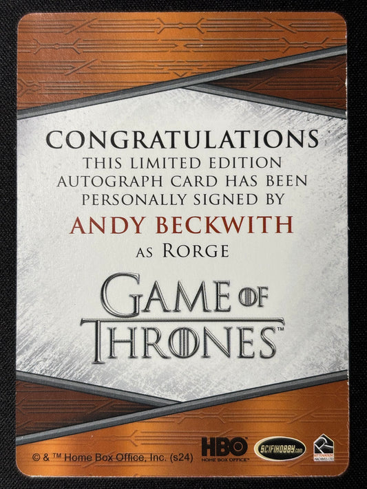 Andy Beckwith 1 of 1 Printing Plate Autograph - Game of Thrones The Great Houses