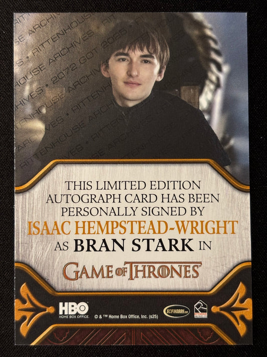 Isaac Hempstead-Wright Legacy Autograph - Game of Thrones The Great Houses
