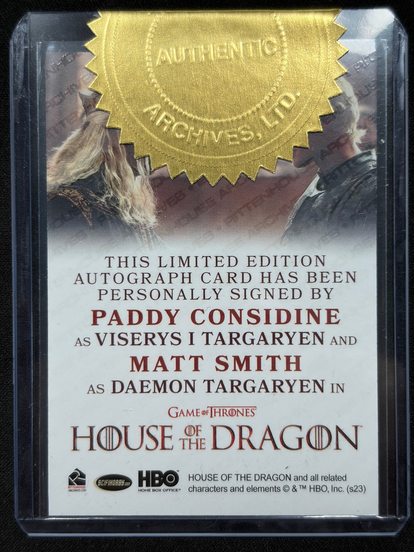 Paddy Considine & Matt Smith Incentive Autograph - House of the Dragon Season One