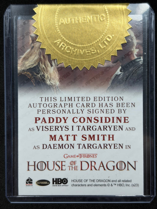Paddy Considine & Matt Smith Incentive Autograph - House of the Dragon Season One