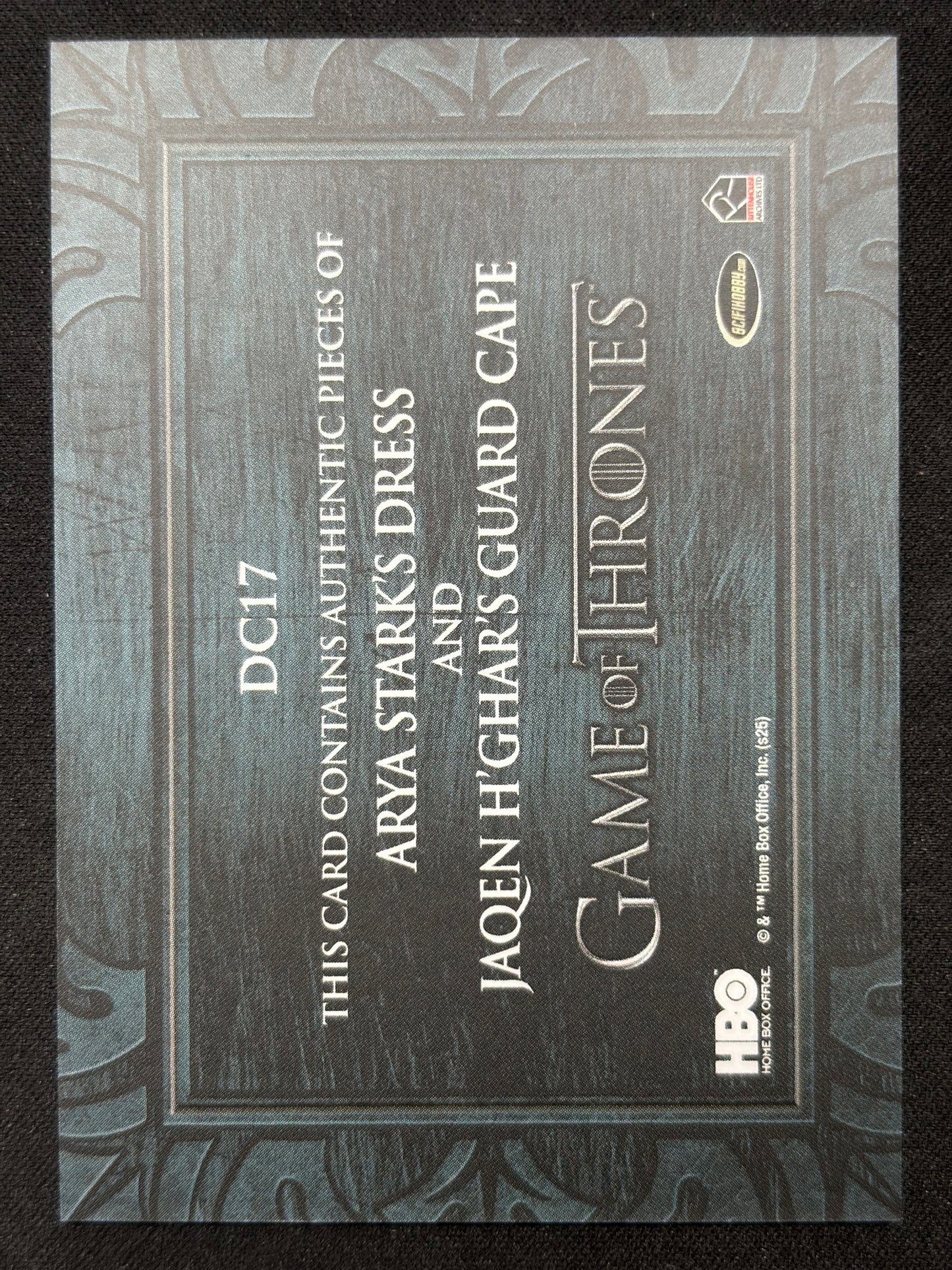 Arya Stark & Jaqen H'Ghar Relic DC17 - Game of Thrones The Great Houses