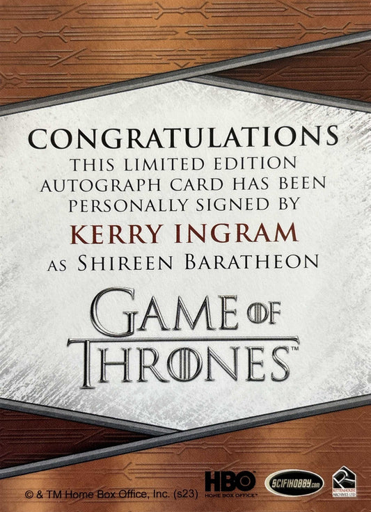 Kerry Ingram Quoted Autograph - Game of Thrones Art & Images