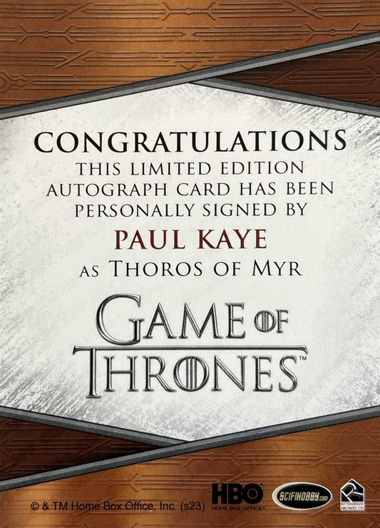 Paul Kaye Quoted Autograph - Game of Thrones Art & Images