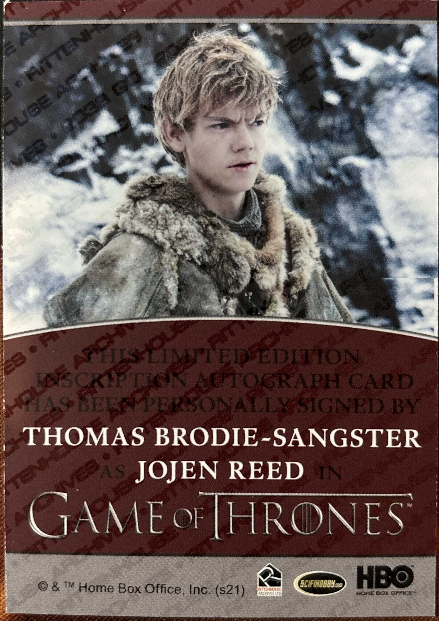 Thomas Brodie-Sangster Inscription Autogramm - Game of Thrones Iron Anniversary Series 2